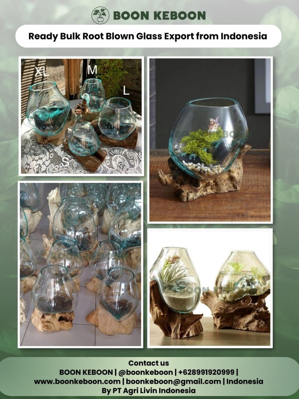 Ready Bulk Root Blown Glass Export from Indonesia