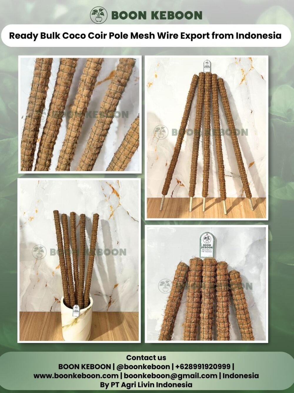 Ready Bulk Coco Coir Pole Mesh Wire Export from Indonesia