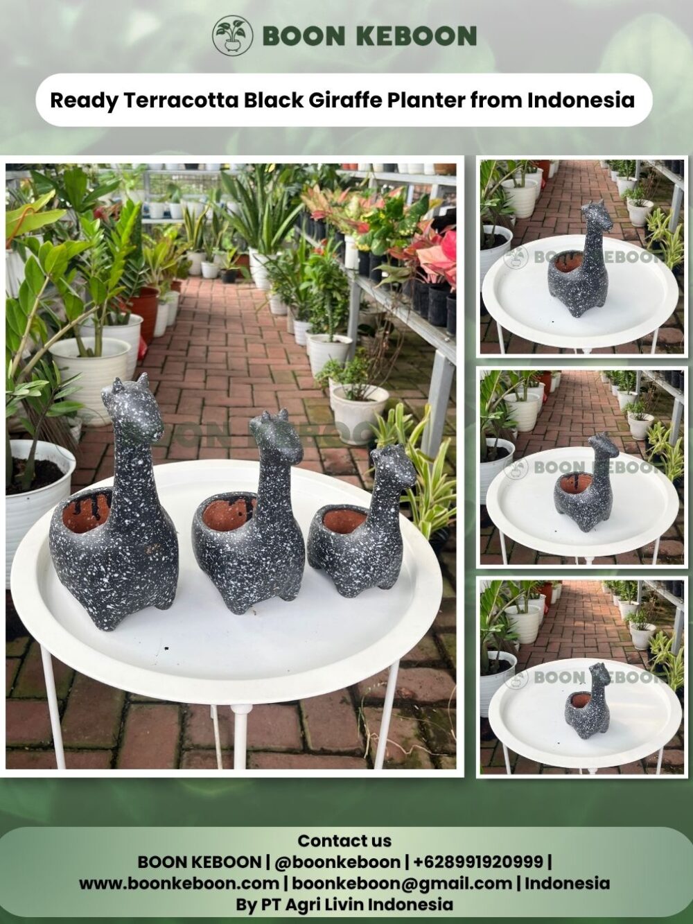 Ready Terracotta Black Giraffe Planter from Indonesia